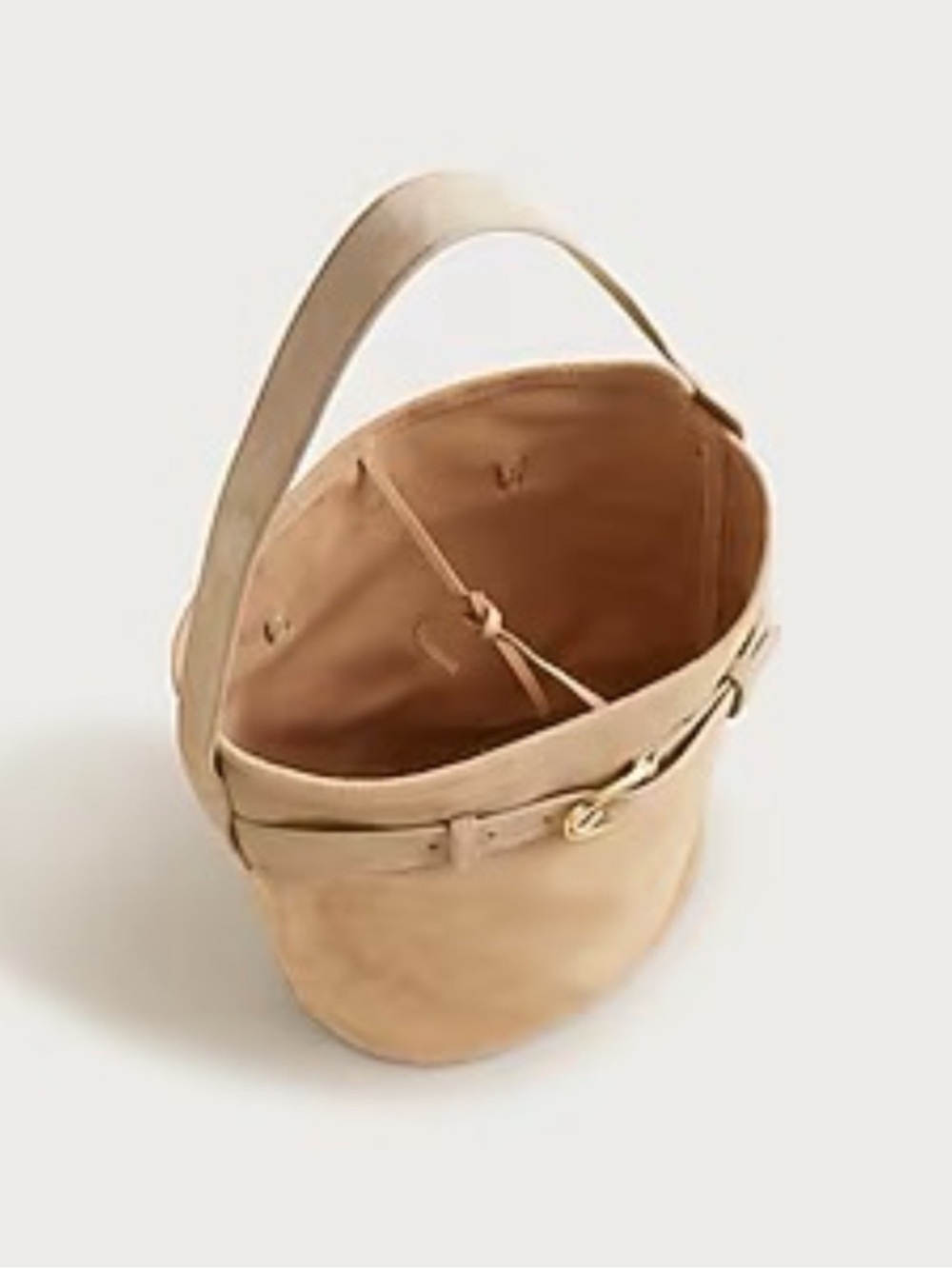 J.Crew Berkeley Leather Belted Bucket Bag Tote in Buttery Neutral Tan Suede - Picture 2 of 15